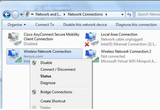 Настройка домашней локальной сети с помощью Wi-Fi на Windows7
